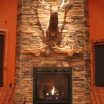 fireplace at the lodge