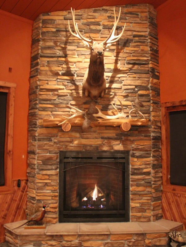 fireplace at the lodge